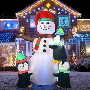 6 Feet Christmas Quick Inflatable Snowman with Penguins view 6