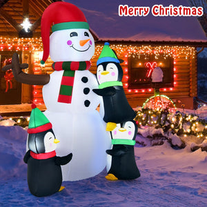 6 Feet Christmas Quick Inflatable Snowman with Penguins view 8