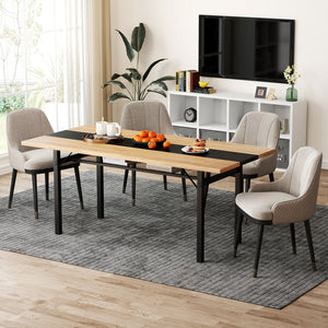 6 Feet Dining Table with Heavy-Duty Metal Frame for 6-8 People-Natural view 2