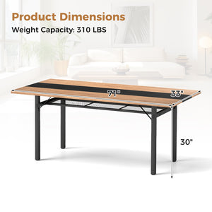 6 Feet Dining Table with Heavy-Duty Metal Frame for 6-8 People-Natural view 4