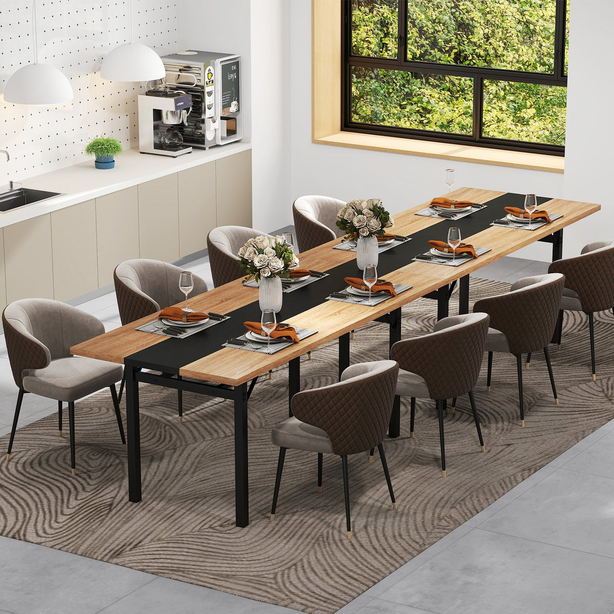 6 Feet Dining Table with Heavy-Duty Metal Frame for 6-8 People-Natural view 5