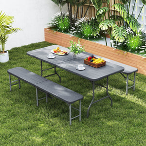 6 Feet Folding HDPE Bench with 1320 LBS Capacity and Handle Lock-Gray view 2