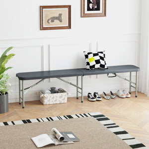 6 Feet Folding HDPE Bench with 1320 LBS Capacity and Handle Lock-Gray view 3