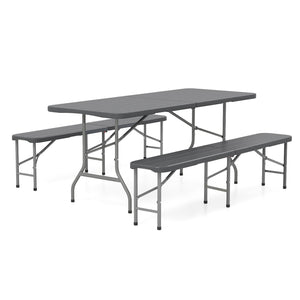 6 Feet Folding HDPE Bench with 1320 LBS Capacity and Handle Lock-Gray view 4