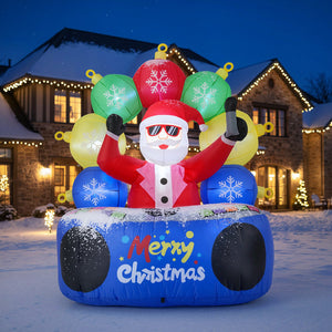 6 Feet Inflatable DJ Santa with Rotating Music Light and Flashing LEDs view 3