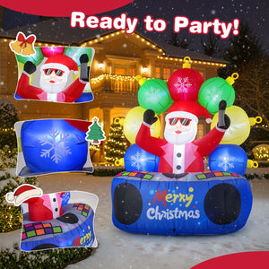 6 Feet Inflatable DJ Santa with Rotating Music Light and Flashing LEDs view 7