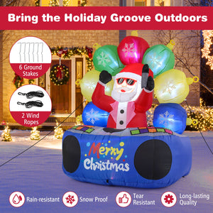 6 Feet Inflatable DJ Santa with Rotating Music Light and Flashing LEDs view 9