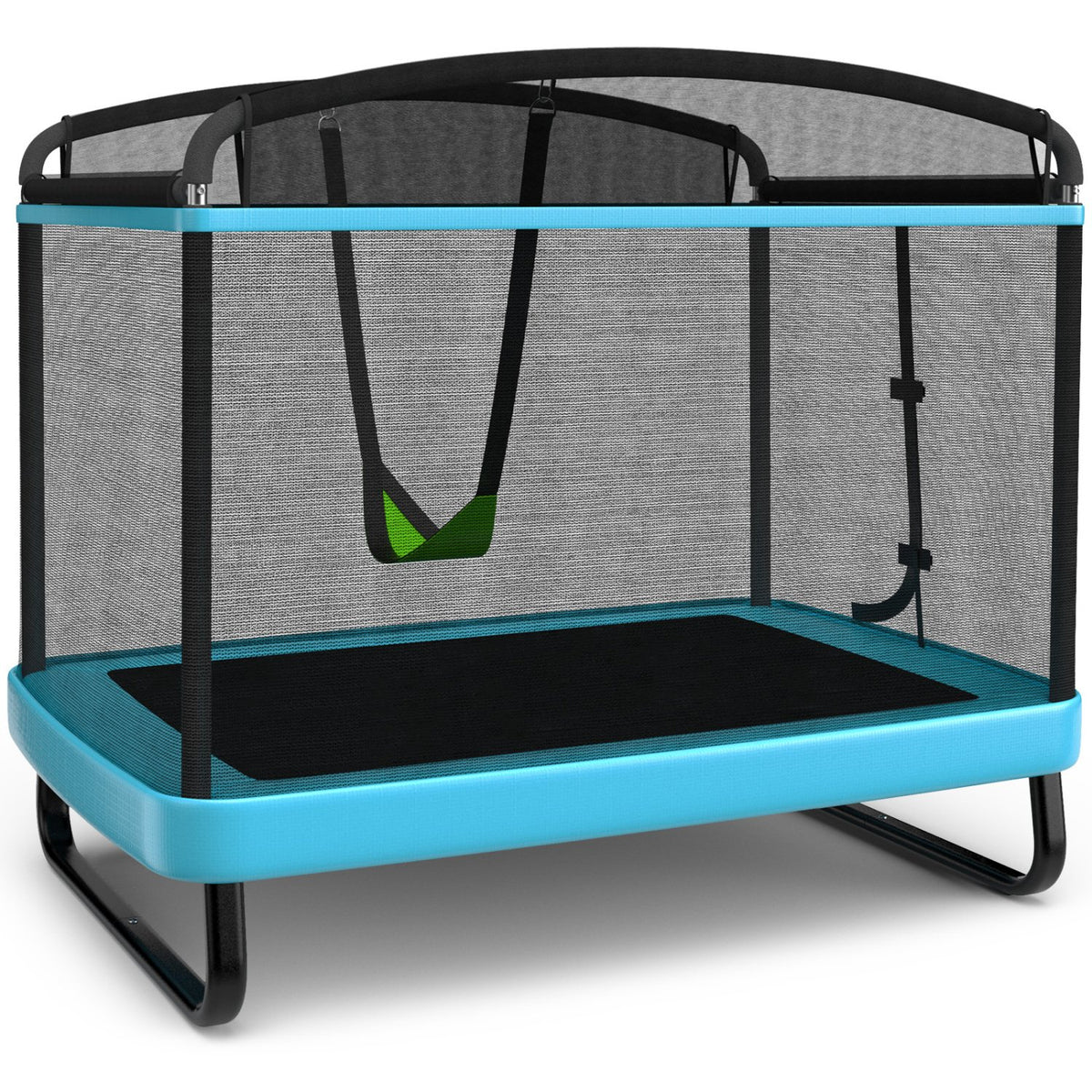 6 Feet Kids Entertaining Trampoline with Swing Safety Fence-Blue view 3