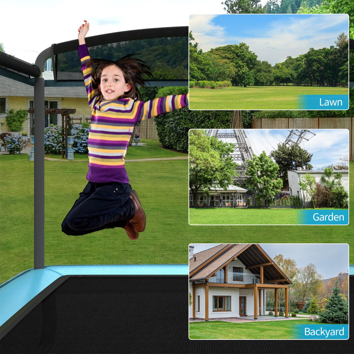 6 Feet Kids Entertaining Trampoline with Swing Safety Fence-Blue view 6