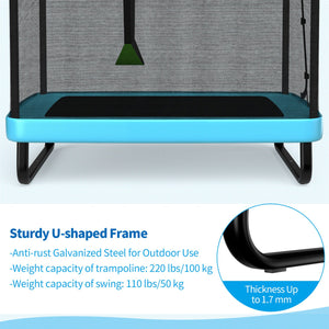 6 Feet Kids Entertaining Trampoline with Swing Safety Fence-Blue view 8