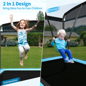 6 Feet Kids Entertaining Trampoline with Swing Safety Fence-Blue view 9