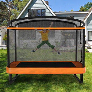 6 Feet Kids Entertaining Trampoline with Swing Safety Fence-Orange view 2