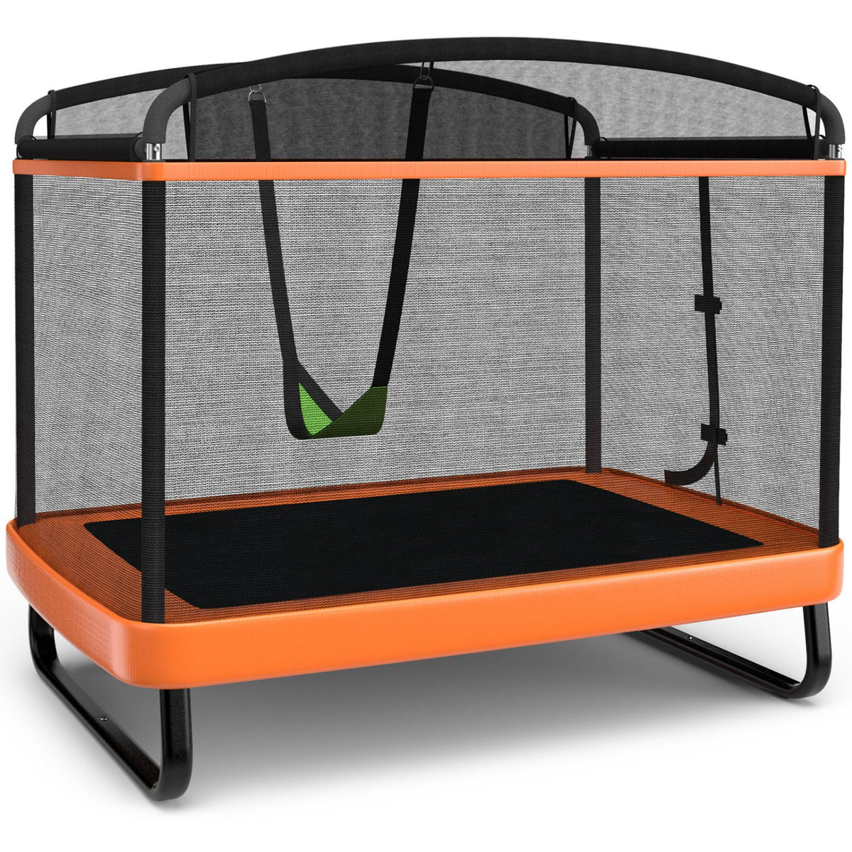 6 Feet Kids Entertaining Trampoline with Swing Safety Fence-Orange view 3
