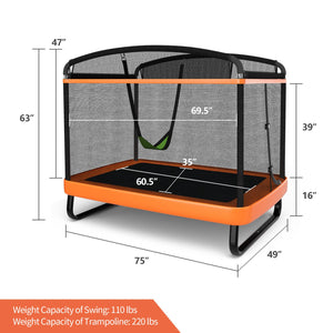 6 Feet Kids Entertaining Trampoline with Swing Safety Fence-Orange view 4