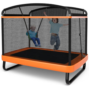 6 Feet Kids Entertaining Trampoline with Swing Safety Fence-Orange view 5