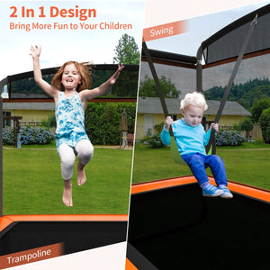 6 Feet Kids Entertaining Trampoline with Swing Safety Fence-Orange view 6