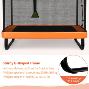 6 Feet Kids Entertaining Trampoline with Swing Safety Fence-Orange view 7