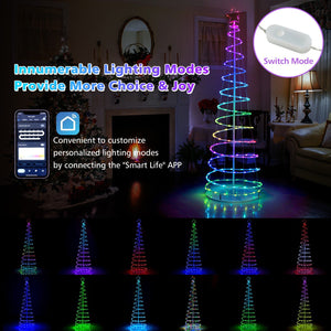 6 Feet Light Up Spiral Christmas Tree with Tree Top Star-White view 3