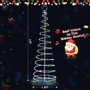 6 Feet Light Up Spiral Christmas Tree with Tree Top Star-White view 4