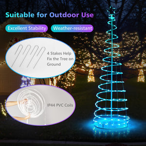 6 Feet Light Up Spiral Christmas Tree with Tree Top Star-White view 5