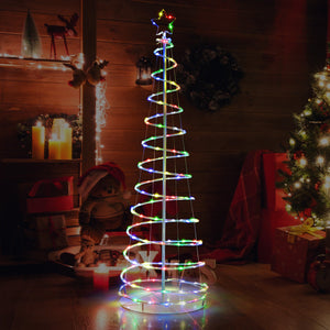 6 Feet Light Up Spiral Christmas Tree with Tree Top Star-White view 6