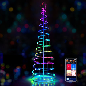 6 Feet Light Up Spiral Christmas Tree with Tree Top Star-White view 7