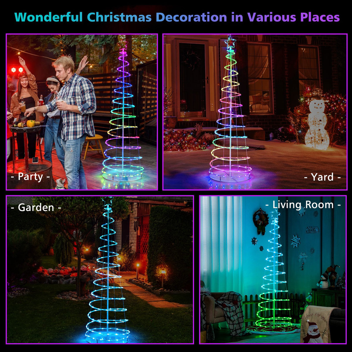 6 Feet Light Up Spiral Christmas Tree with Tree Top Star-White view 9