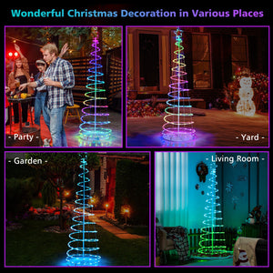 6 Feet Light Up Spiral Christmas Tree with Tree Top Star-White view 9