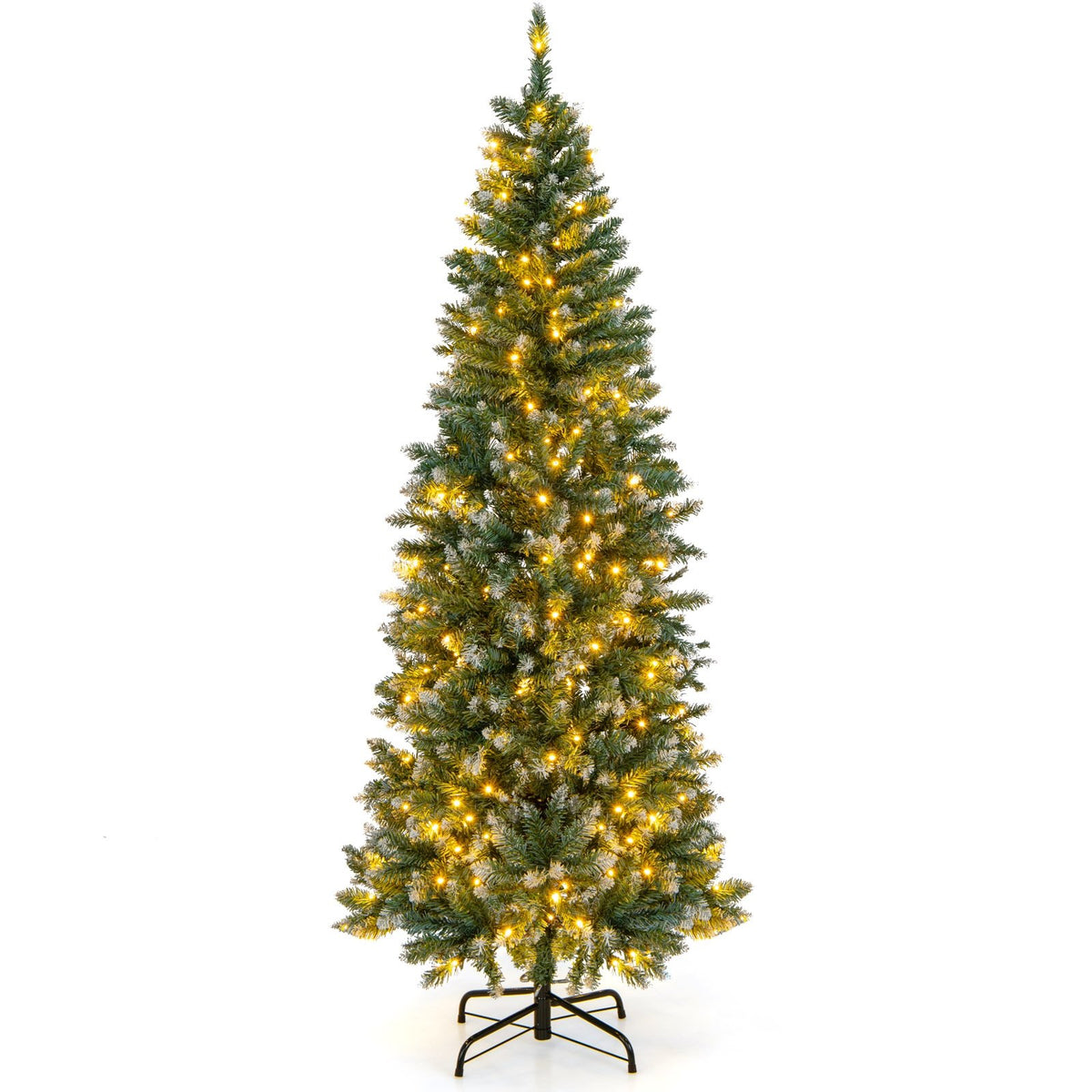 6 Feet Pre-Lit Artificial Christmas Tree with, 618 Snowy Branch Tips