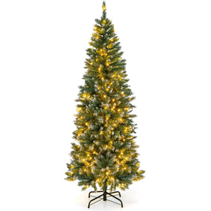 6 Feet Pre-Lit Artificial Christmas Tree with, 618 Snowy Branch Tips
