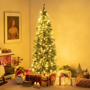 6 Feet Pre-Lit Artificial Christmas Tree with, 618 Snowy Branch Tips view 2