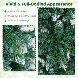 6 Feet Pre-Lit Artificial Christmas Tree with, 618 Snowy Branch Tips view 8