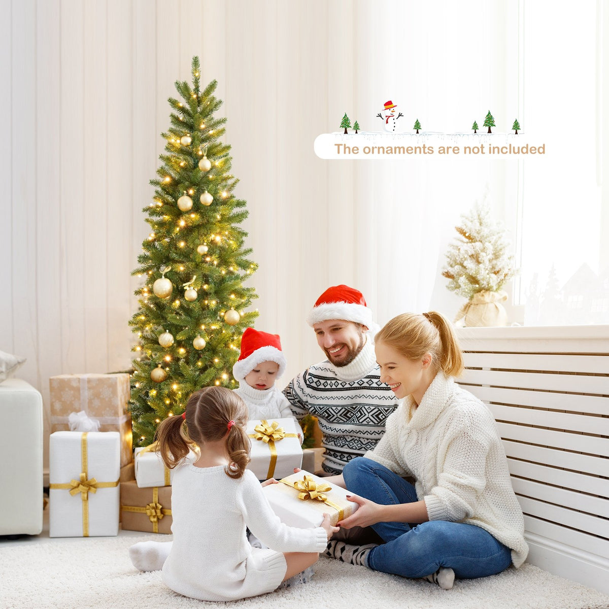 6 Feet Pre-Lit Artificial Christmas Tree with 648 PVC PE Branch Tips view 3