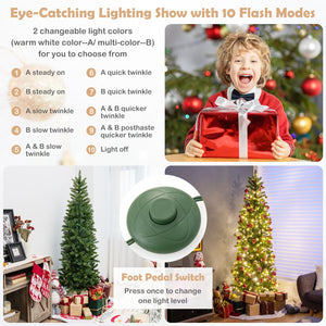 6 Feet Pre-Lit Artificial Christmas Tree with 648 PVC PE Branch Tips view 6