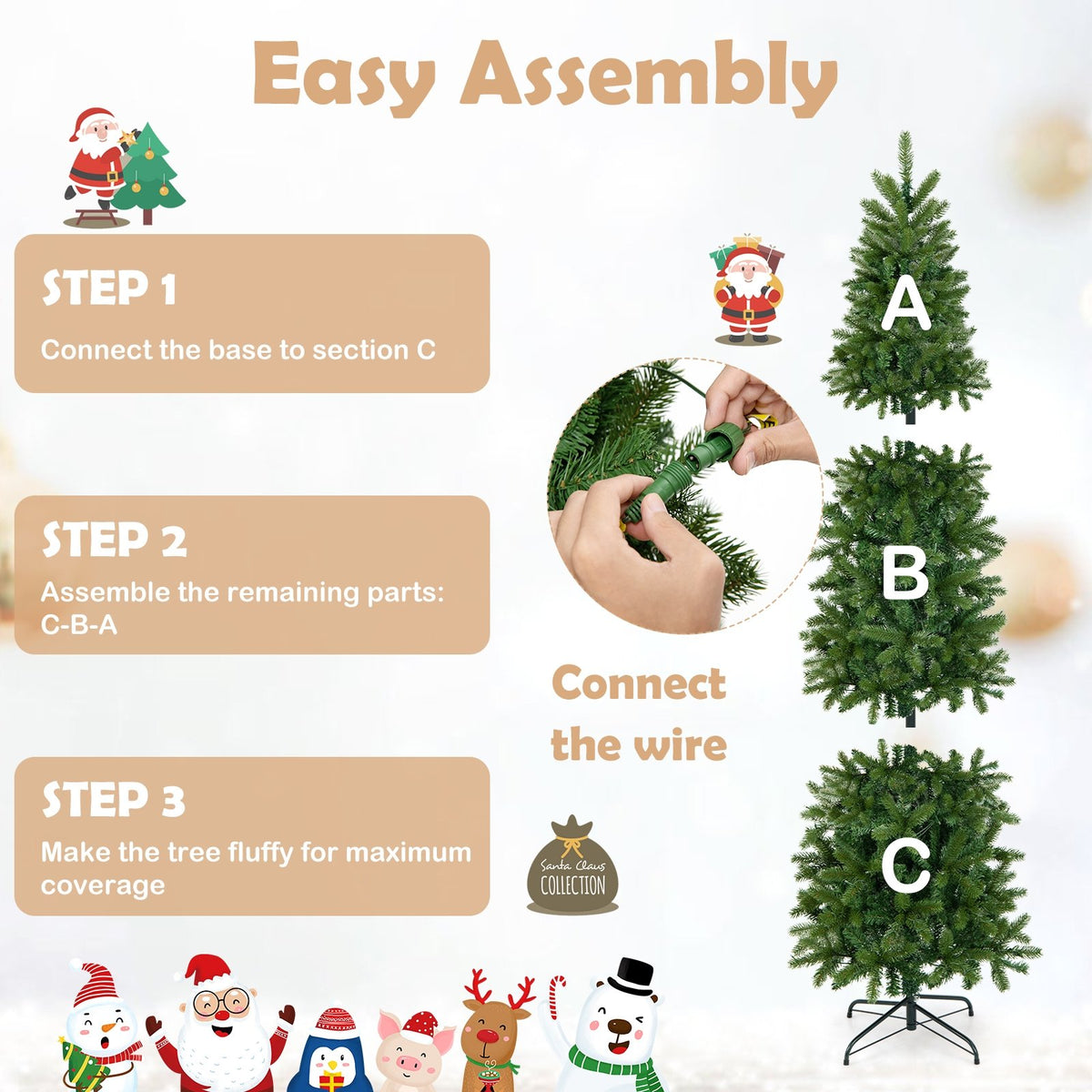 6 Feet Pre-Lit Artificial Christmas Tree with 648 PVC PE Branch Tips view 7