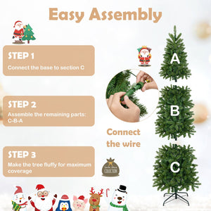 6 Feet Pre-Lit Artificial Christmas Tree with 648 PVC PE Branch Tips view 7