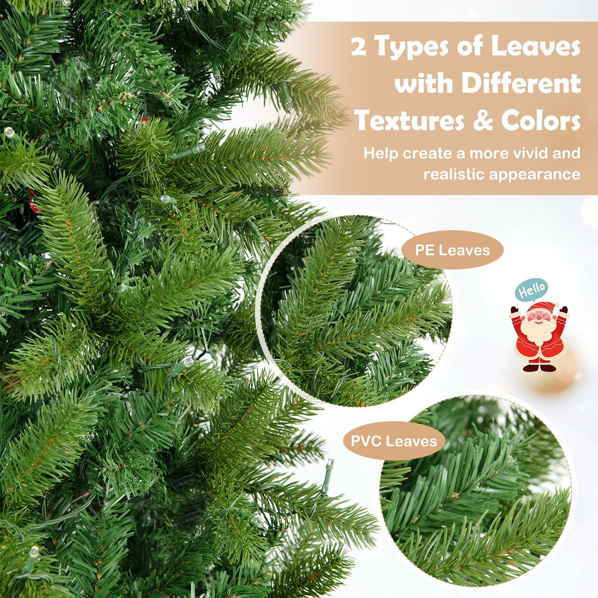 6 Feet Pre-Lit Artificial Christmas Tree with 648 PVC PE Branch Tips view 8