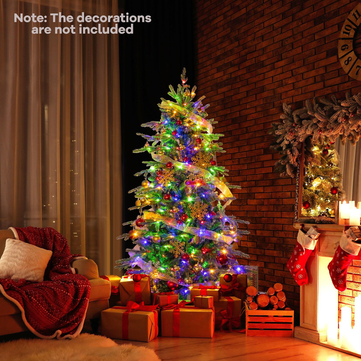 6 Feet Pre-Lit Artificial Christmas Tree with Warm White LED Lights view 3