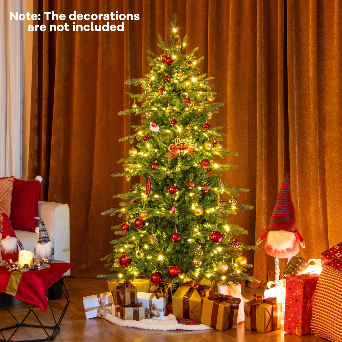 6 Feet Pre-Lit Artificial Christmas Tree with Warm White LED Lights view 5