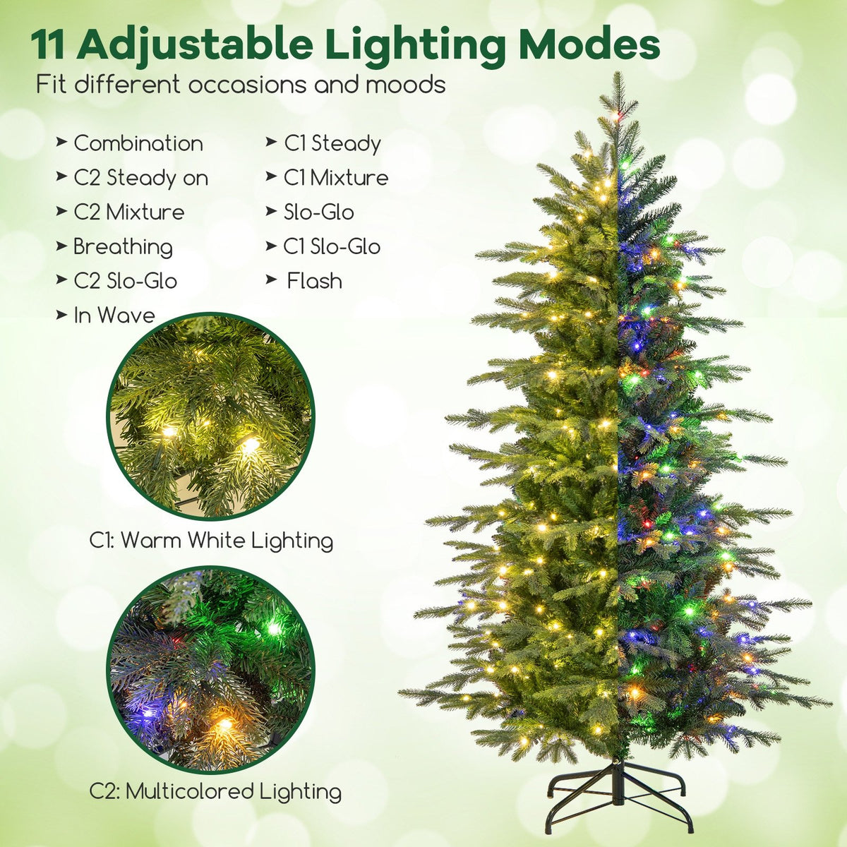 6 Feet Pre-Lit Artificial Christmas Tree with Warm White LED Lights view 6