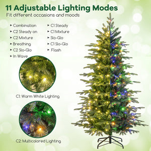 6 Feet Pre-Lit Artificial Christmas Tree with Warm White LED Lights view 6