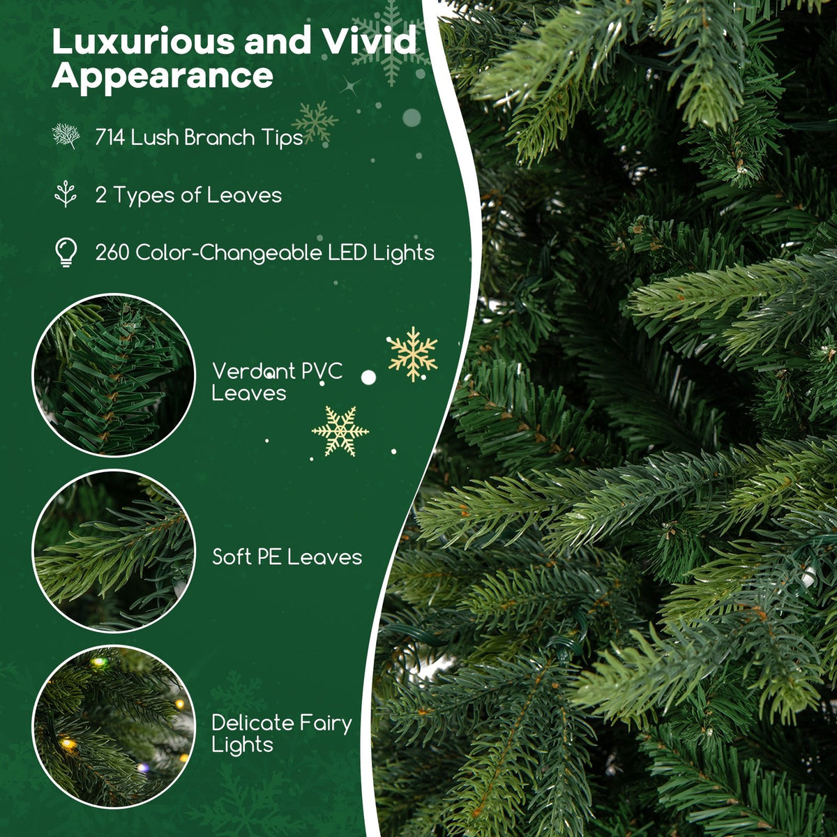 6 Feet Pre-Lit Artificial Christmas Tree with Warm White LED Lights view 7