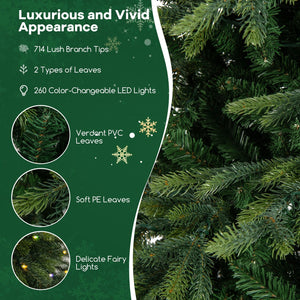 6 Feet Pre-Lit Artificial Christmas Tree with Warm White LED Lights view 7