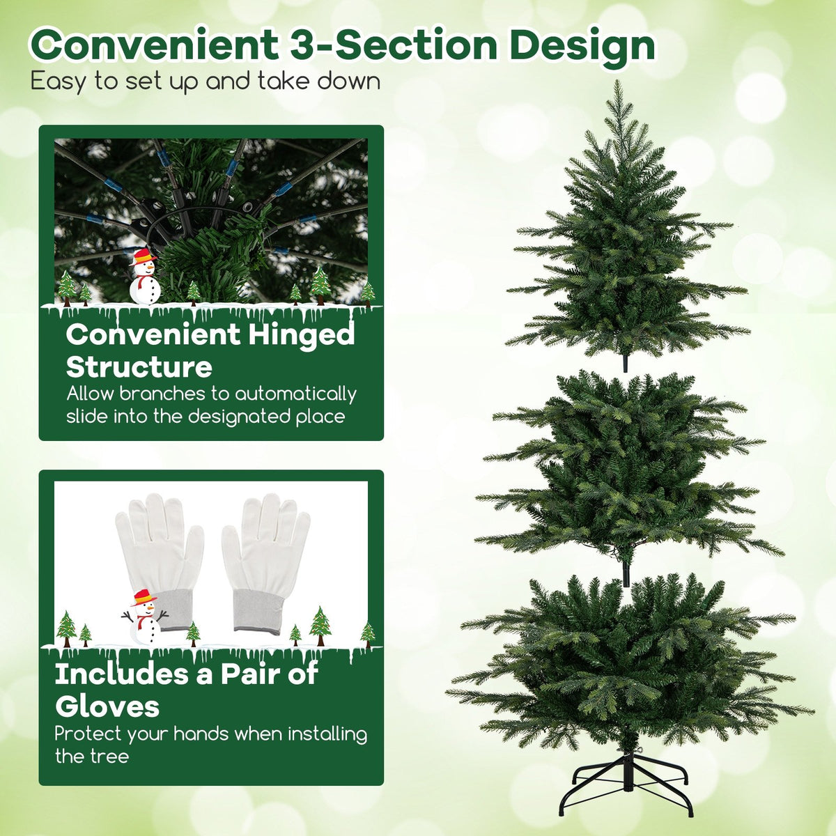 6 Feet Pre-Lit Artificial Christmas Tree with Warm White LED Lights view 9