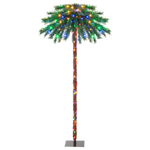 6 Feet Pre-Lit Artificial Tropical Christmas Palm Tree with 210 Multi-Color Lights