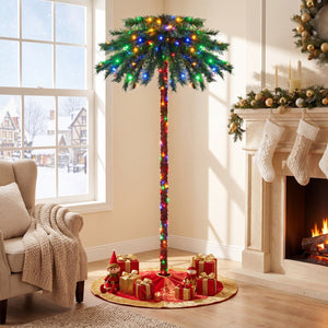 6 Feet Pre-Lit Artificial Tropical Christmas Palm Tree with 210 Multi-Color Lights view 2