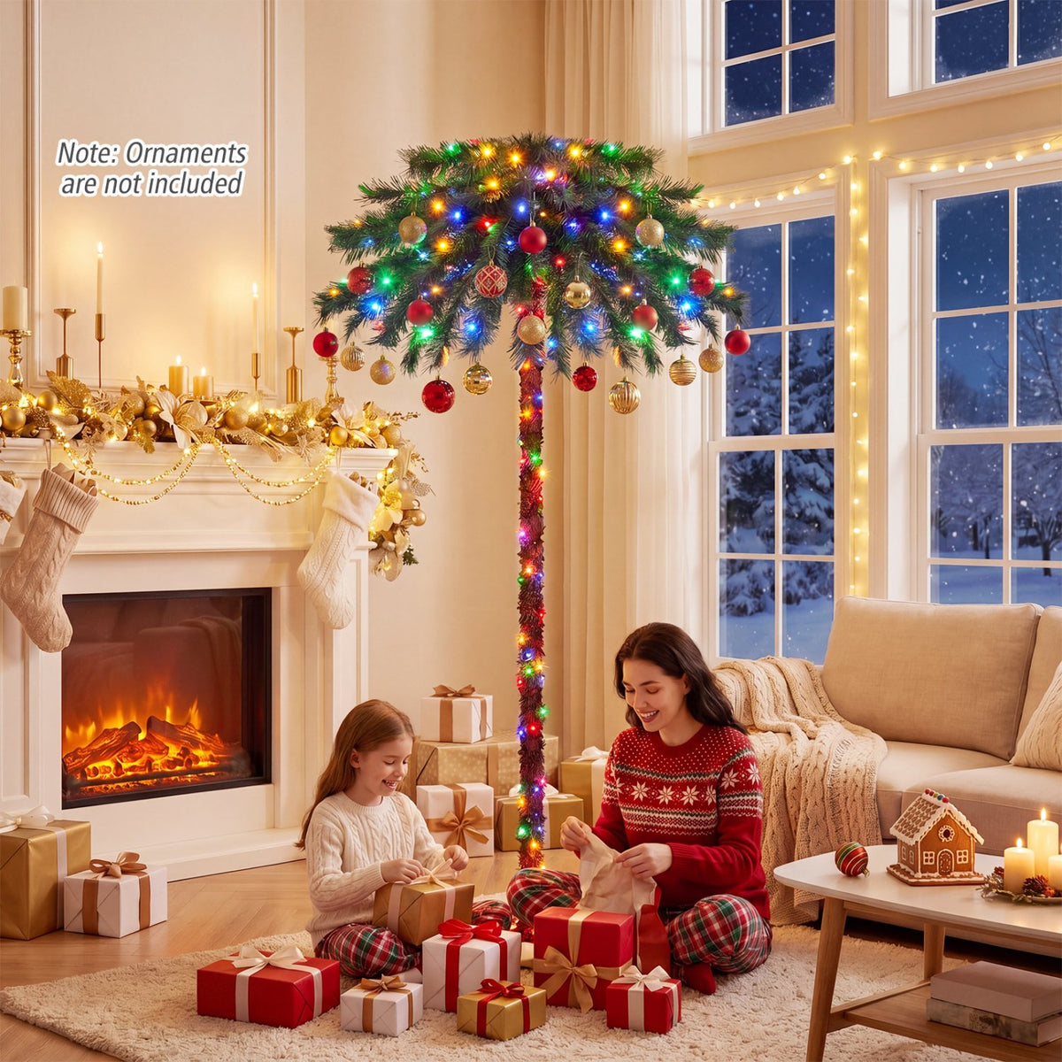 6 Feet Pre-Lit Artificial Tropical Christmas Palm Tree with 210 Multi-Color Lights view 3