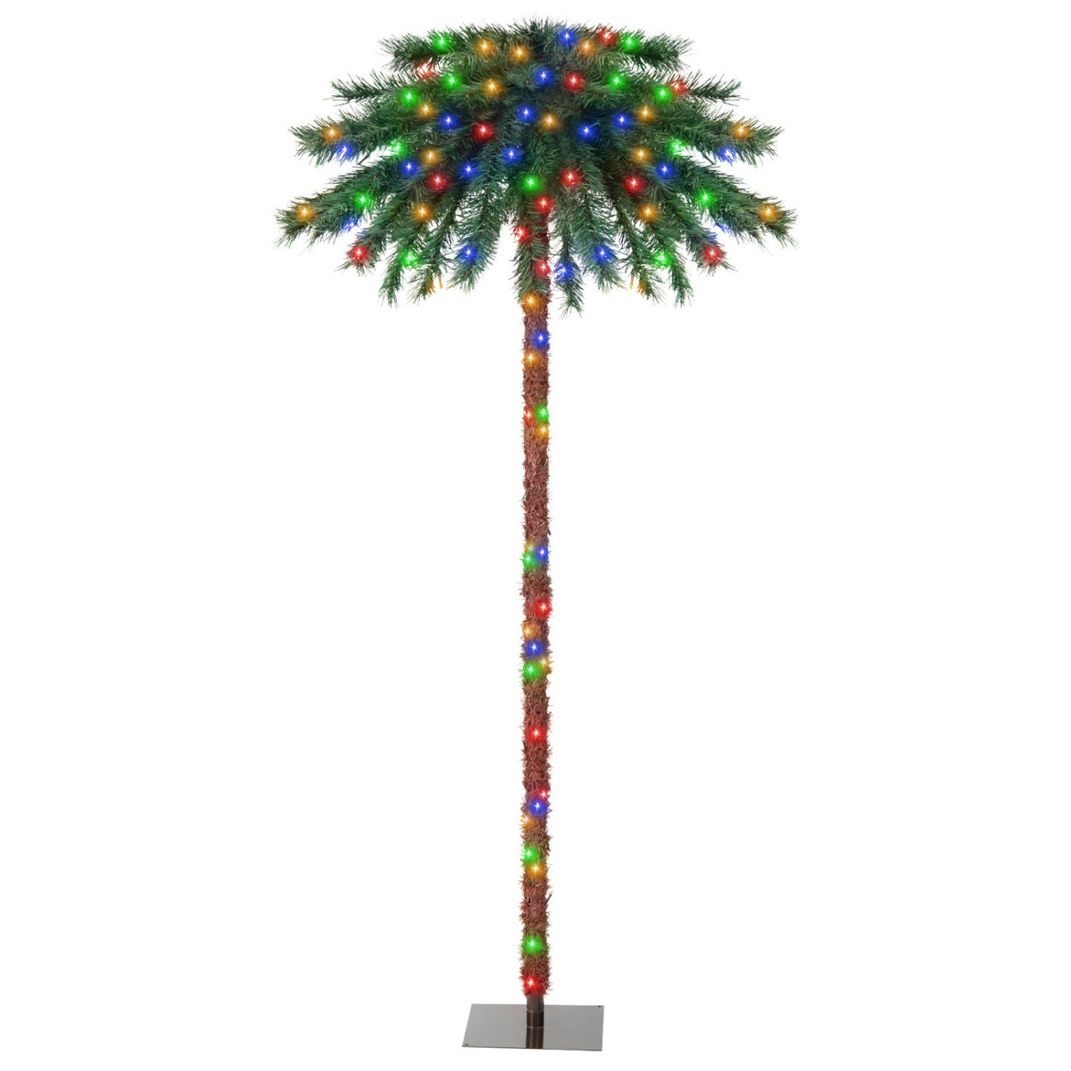 6 Feet Pre-Lit Artificial Tropical Christmas Palm Tree with 210 Multi-Color Lights view 4