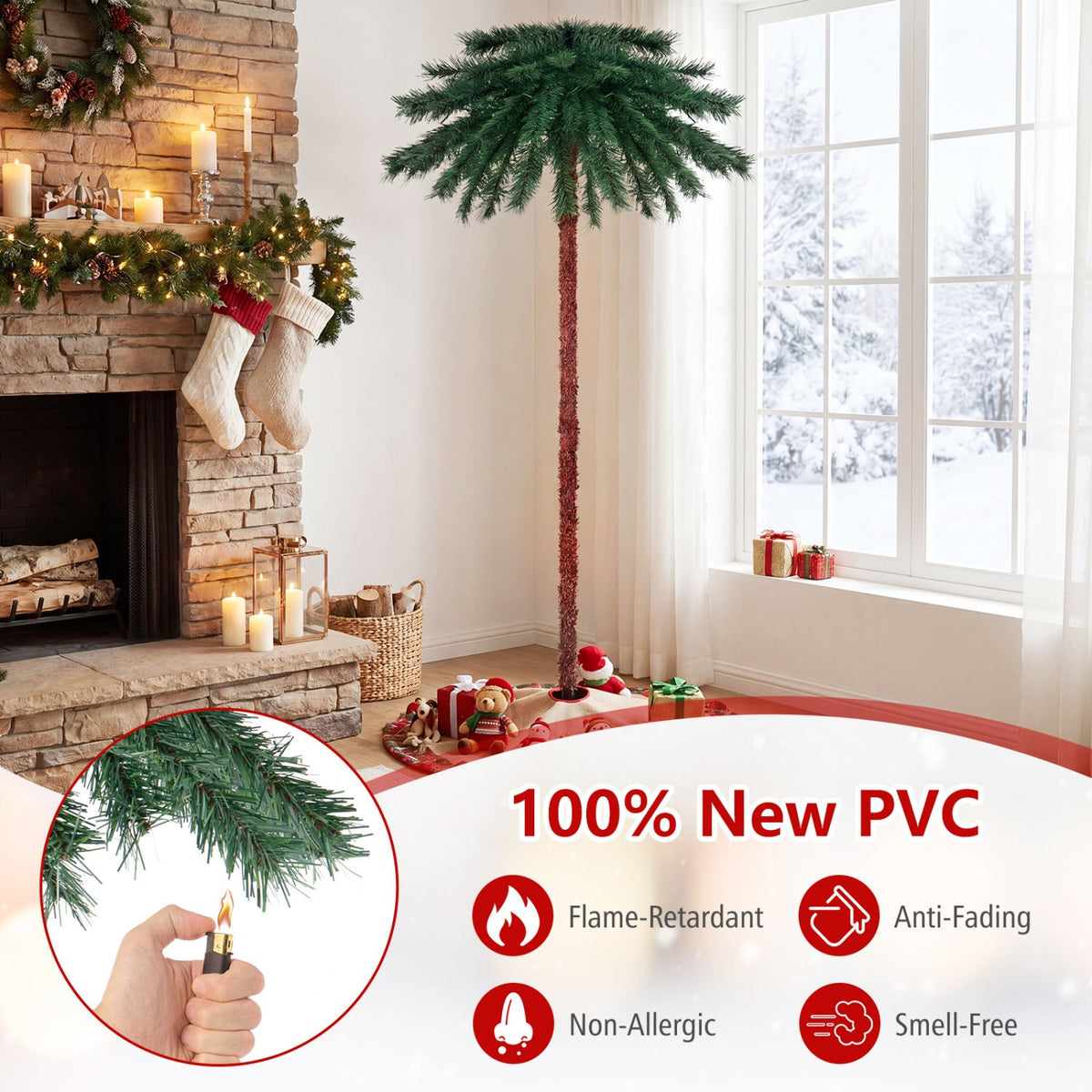 6 Feet Pre-Lit Artificial Tropical Christmas Palm Tree with 210 Multi-Color Lights view 9