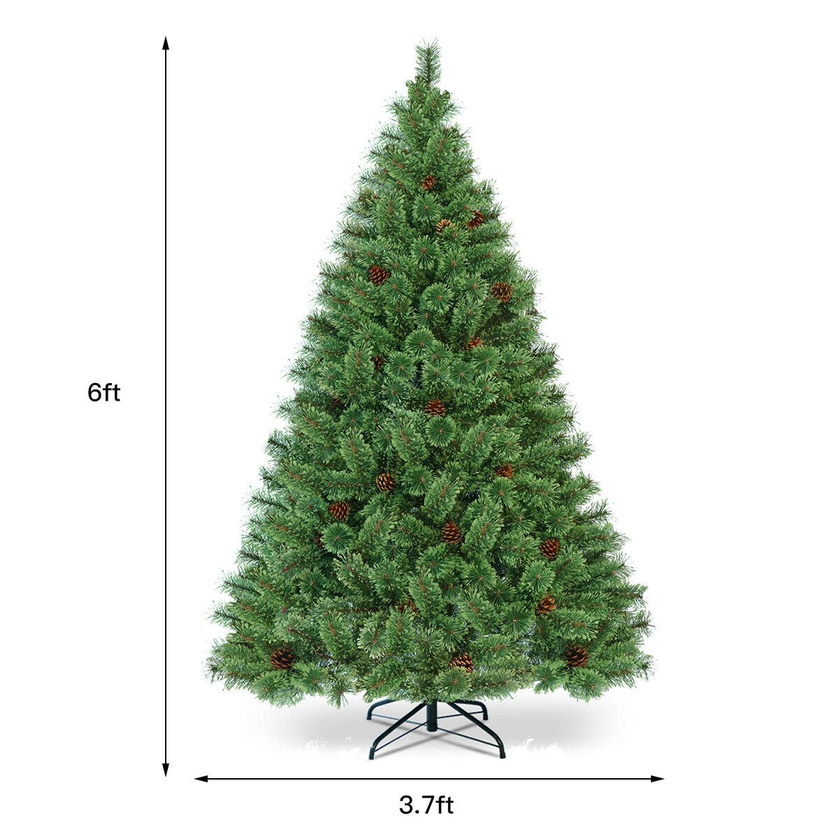 6 Feet Pre-Lit PVC Artificial Carolina Pine Tree with LED Lights view 4
